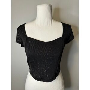 Forever‎ 21 Black Sparkly Crop Top